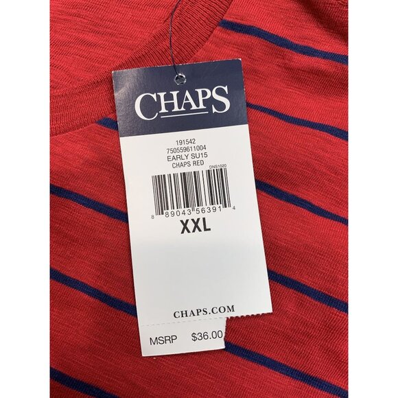 Chaps Mens XXL Red Striped Crewneck T-Shirt 100% Cotton NWT - Picture 4 of 9